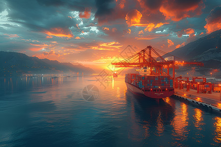 海洋运输的货船高清图片