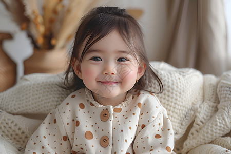 可爱迷人谢翔雅灿烂笑容的亚洲宝贝背景