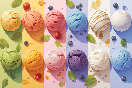 彩虹冰淇淋多彩的冰淇淋球背景
