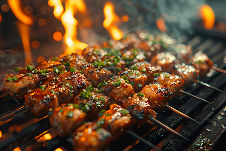 烟雾缥缈麻辣烤肉串背景