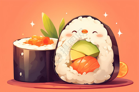 加州寿司卷美味寿司卷插画