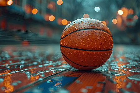 球场地面的篮球背景图片