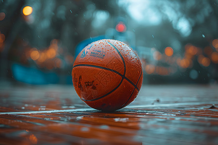 下雨中的篮球背景图片