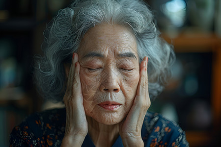 病痛的老人只有老年妇女高清图片