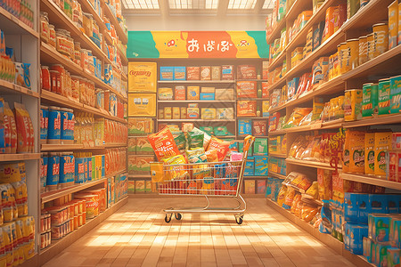 超市LOGO设计超市里的产品插画