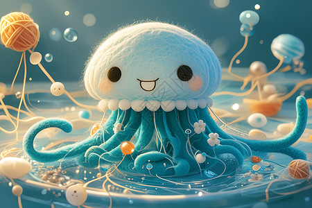 羊毛织物可爱的可爱章鱼插画
