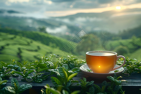 植物饮料一杯美味的茶背景