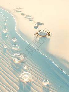 海滩上螃蟹背景图片