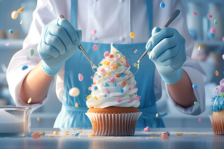 糕点师制作的蛋糕背景图片