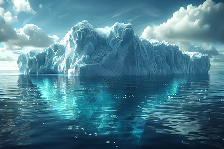 冰山攀岩孤独漂浮的大冰山插画