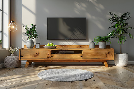 电视边框现代客厅的电视机背景