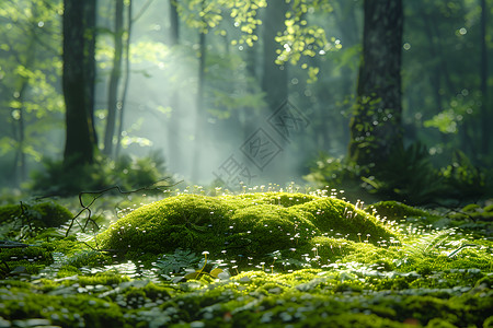 爱尔兰苔藓森林草地上的苔藓背景