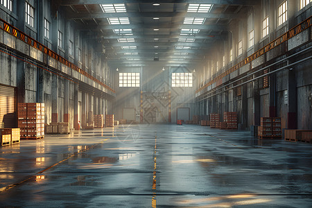 空旷的仓库工厂地板高清图片