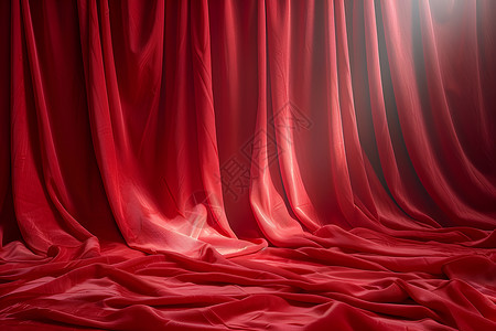 红色布料素材舞台上挂着红色帷幕背景