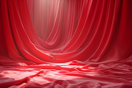 幕布打开挂着红色帷幕的舞台背景