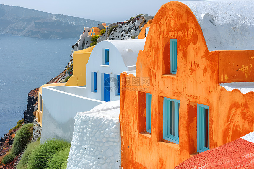 海边的彩色房屋图片