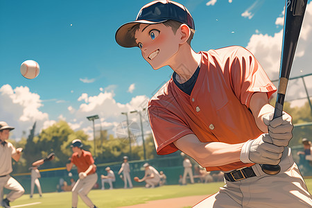 击球手专注的棒球运动员插画