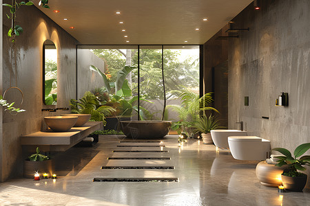 奢华现代简约浴室背景图片