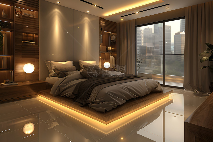简洁而现代的卧室图片