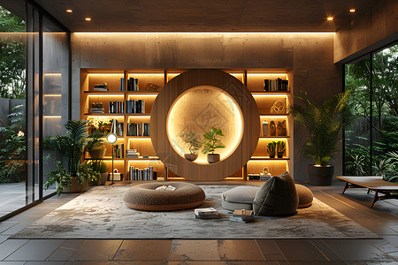 沙发书架客厅里的书架背景