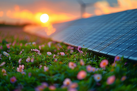 电池生命周期自然景观中的能源板背景