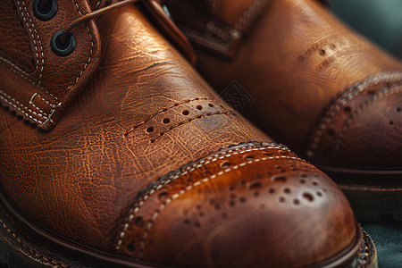 鞋子尺码展示的棕色皮鞋背景