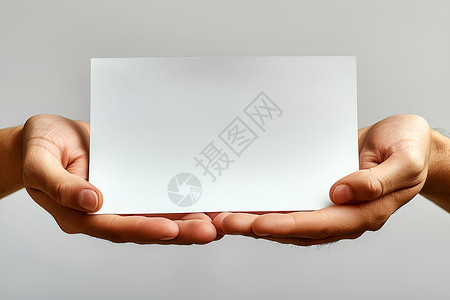 手掌上的一张白卡纸高清图片