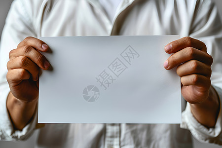 白纸和手素材男子双手握住一张纸背景