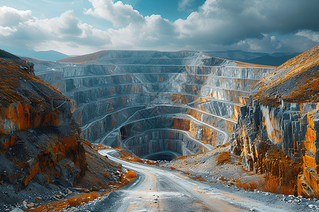 山间挖掘的矿山高清图片