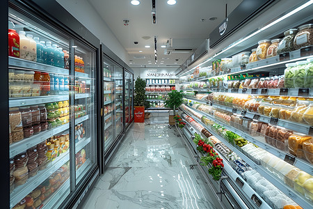 冰柜贴超市里的生鲜柜子背景