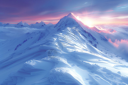 雪山爆发壮观的雪山山脉插画