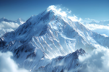 雪山风景壮丽的风景雪山插画