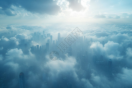 云海中的建筑云海中的城市设计图片