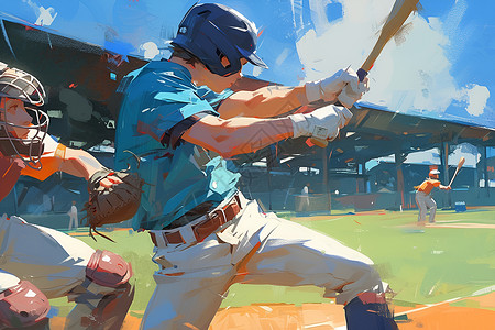 棒球球员夏日棒球训练的运动员插画