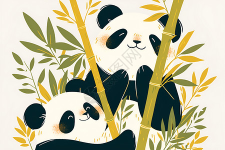 熊猫和竹林背景图片
