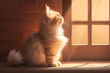 可爱的猫咪看着窗外背景图片