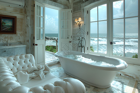 浴室海景海景套房背景