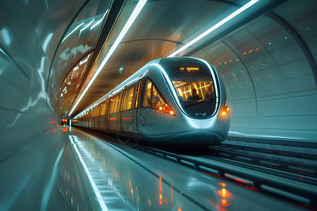 特快列车穿梭隧道的列车设计图片