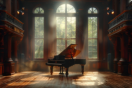 音乐厅的钢琴高清图片