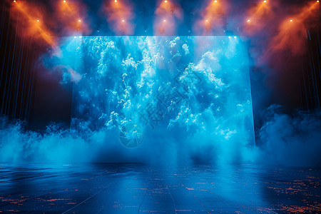 蓝色烟雾素材舞台背景设计图片