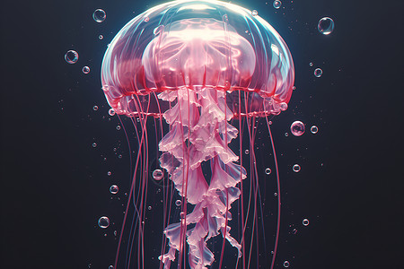 水中的粉色水母背景图片