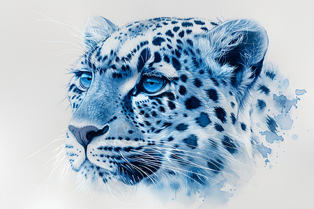 冰蓝眼睛的雪豹背景图片