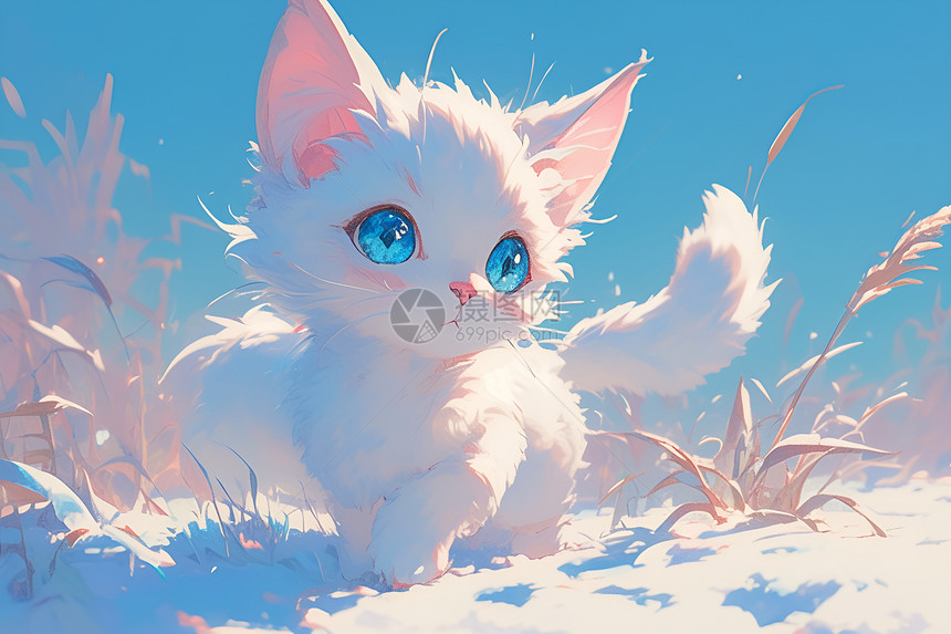雪中的小猫图片