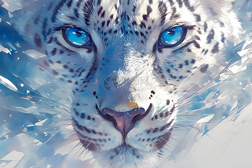 冰雪中凶猛的豹子图片
