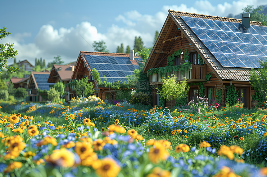太阳能屋顶背景图片