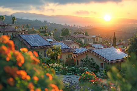 太阳能屋顶背景高清图片