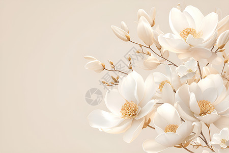 白色清新飘絮白色的美丽花朵插画