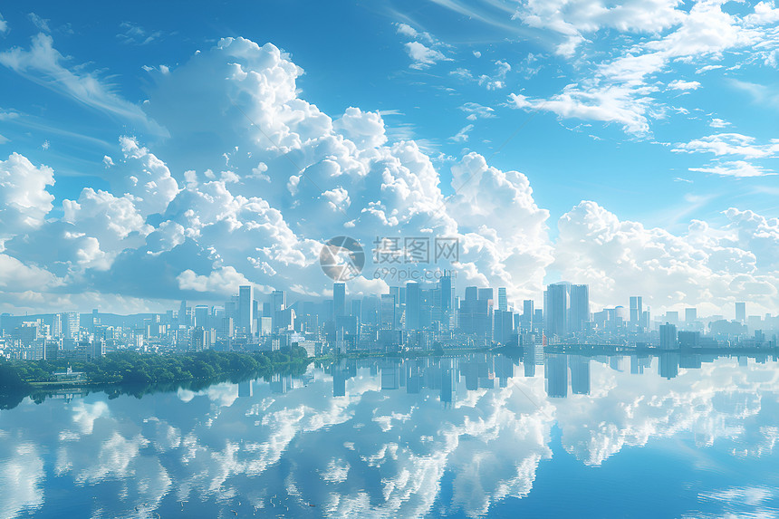 云端下的城市图片