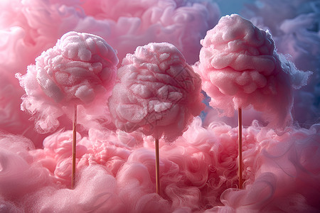 绵绒状的粉色棉花糖云高清图片