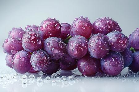 紫色水珠新鲜的葡萄背景